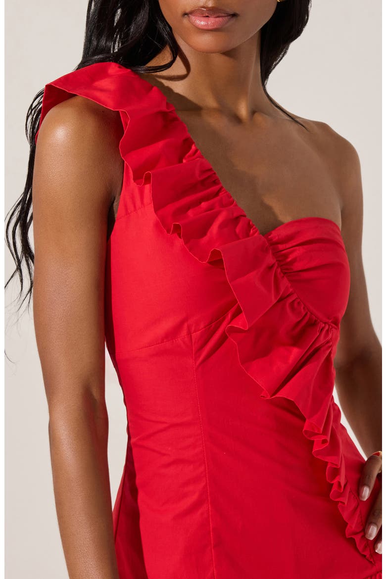 Asymmetric Ruffle Minidress, Alternate, color, RED