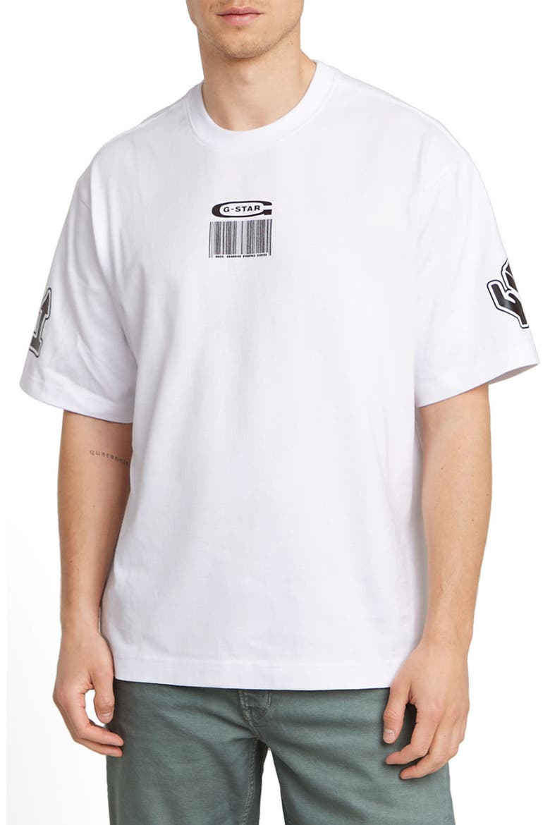 Barcode Boxy Organic Cotton Graphic T-Shirt, Main, color, WHITE