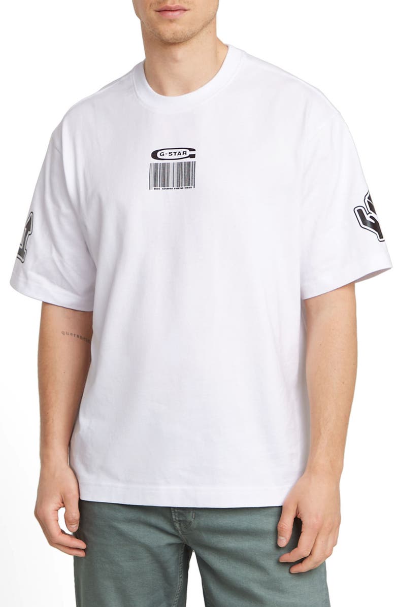 G-STAR Barcode Boxy Organic Cotton Graphic T-Shirt, Main, color, 