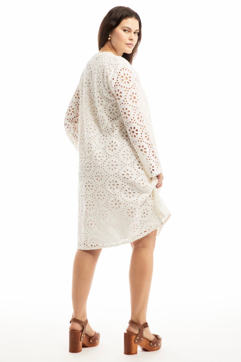 Eyelet Midi Shirtdress, Alternate, color, WHITE