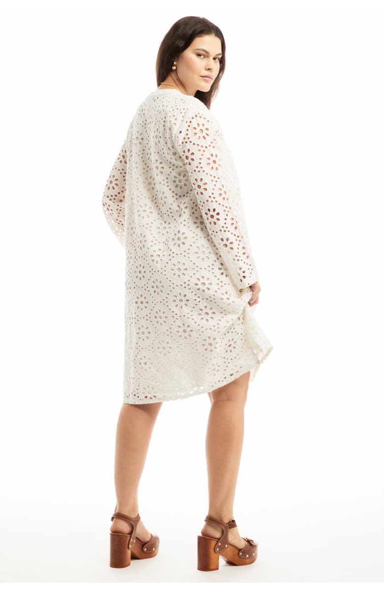 June + Vie Eyelet Midi Shirtdress, Alternate, color, White