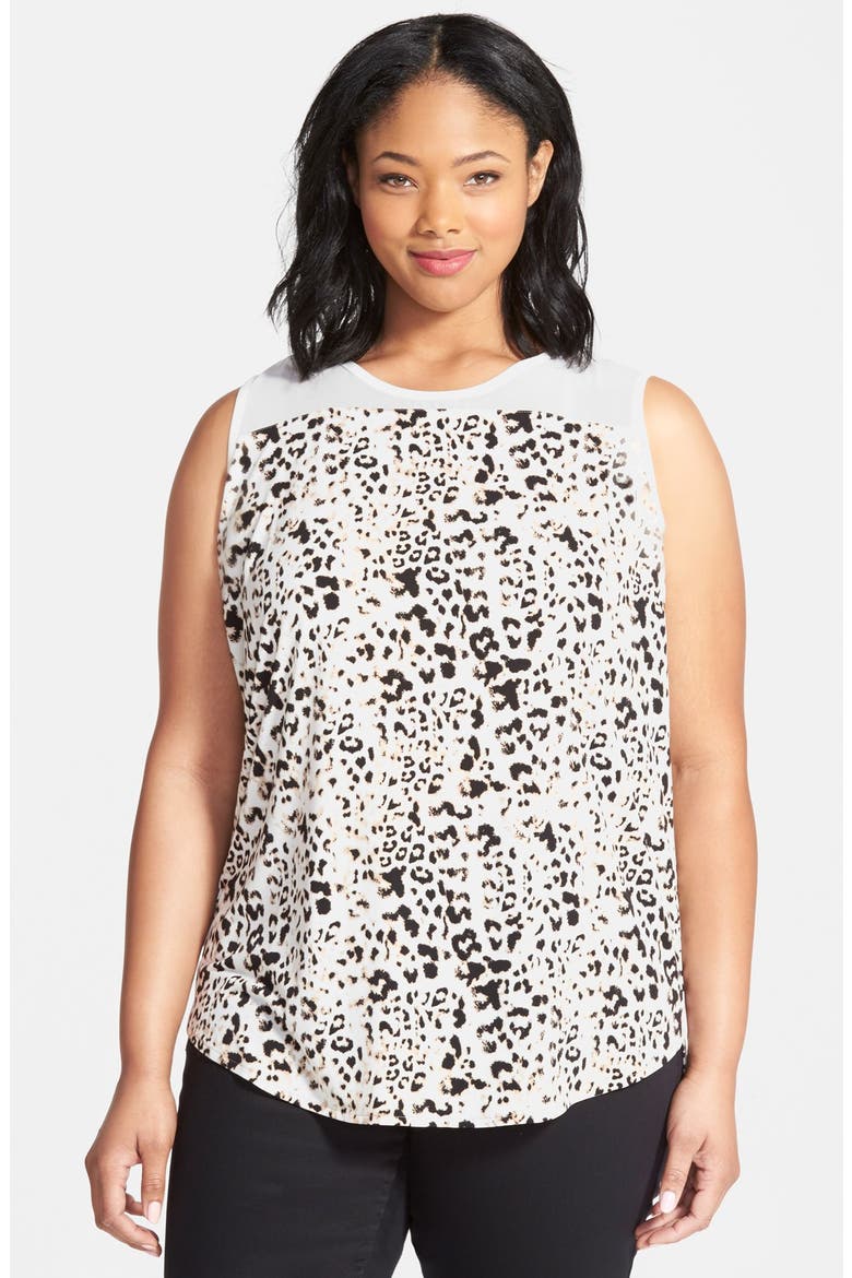 'Leopard Harmony' Sleeveless Top, Main, color, SESAME