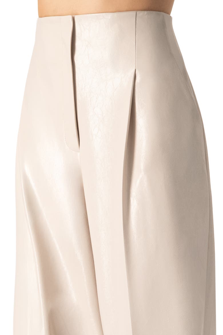 Wide Leg Faux Leather Pants with Pockets, Alternate, color, Ivory