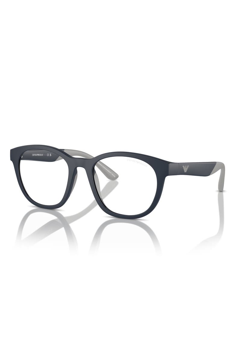 Emporio Armani 47mm Phantos Optical Glasses, Alternate, color, Matte Blue / Clear