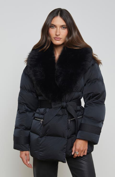 Vail Faux Fur Trim Quilted Puffer Jacket