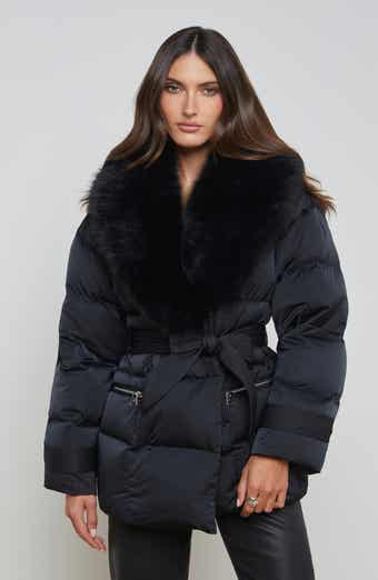 L'AGENCE Vail Faux Fur Trim Quilted Puffer Jacket