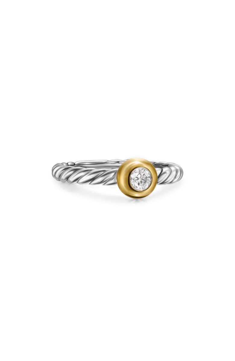 David Yurman Petite Cable Ring in Sterling Silver with 14K Yellow Gold and Center Diamond, Alternate, color, Sterling Silver/ Gold