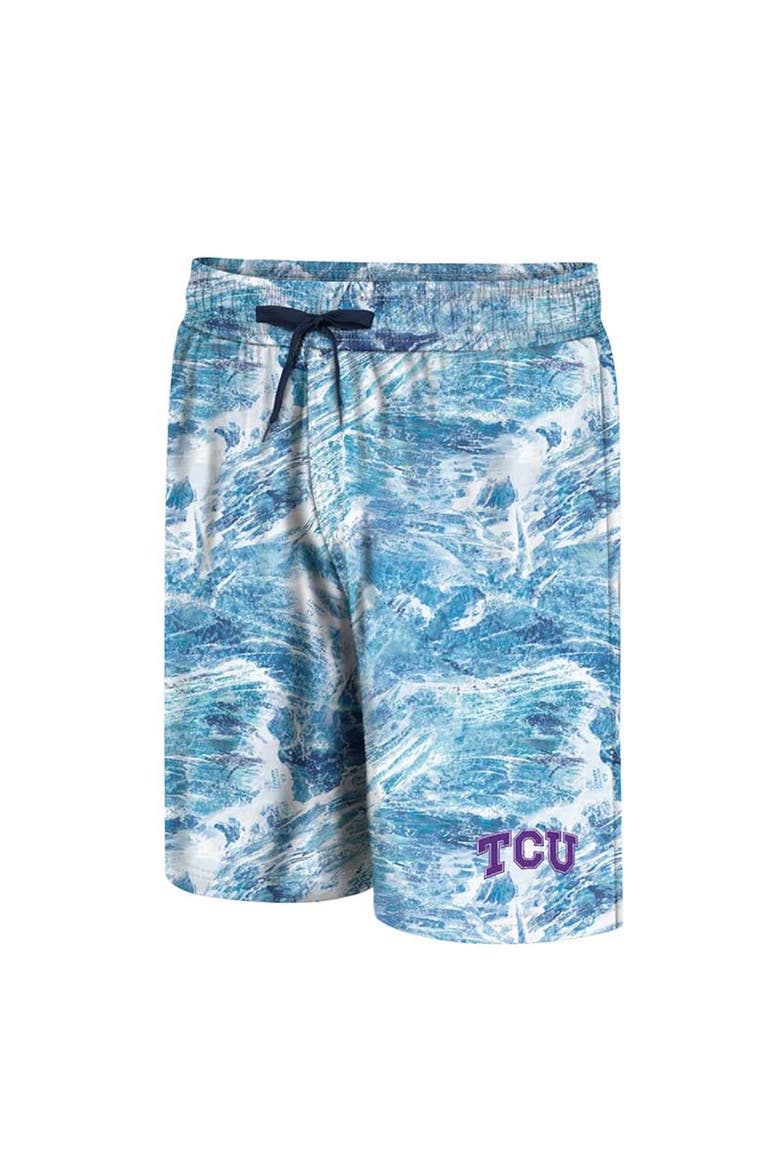 Men's Colosseum Blue TCU Horned Frogs Realtree Aspect Ohana Swim Shorts, Alternate, color, Blue