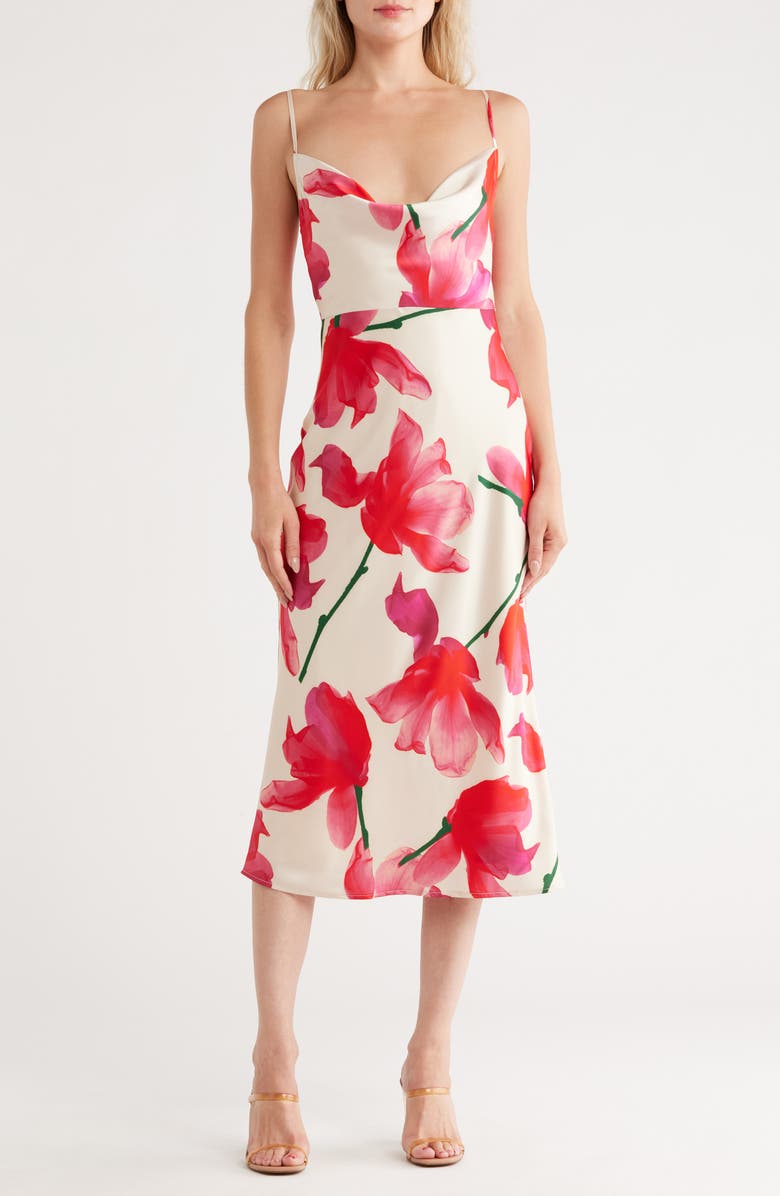 Hutch Cowl Neck Dress, Main, color, Ivory/ Red