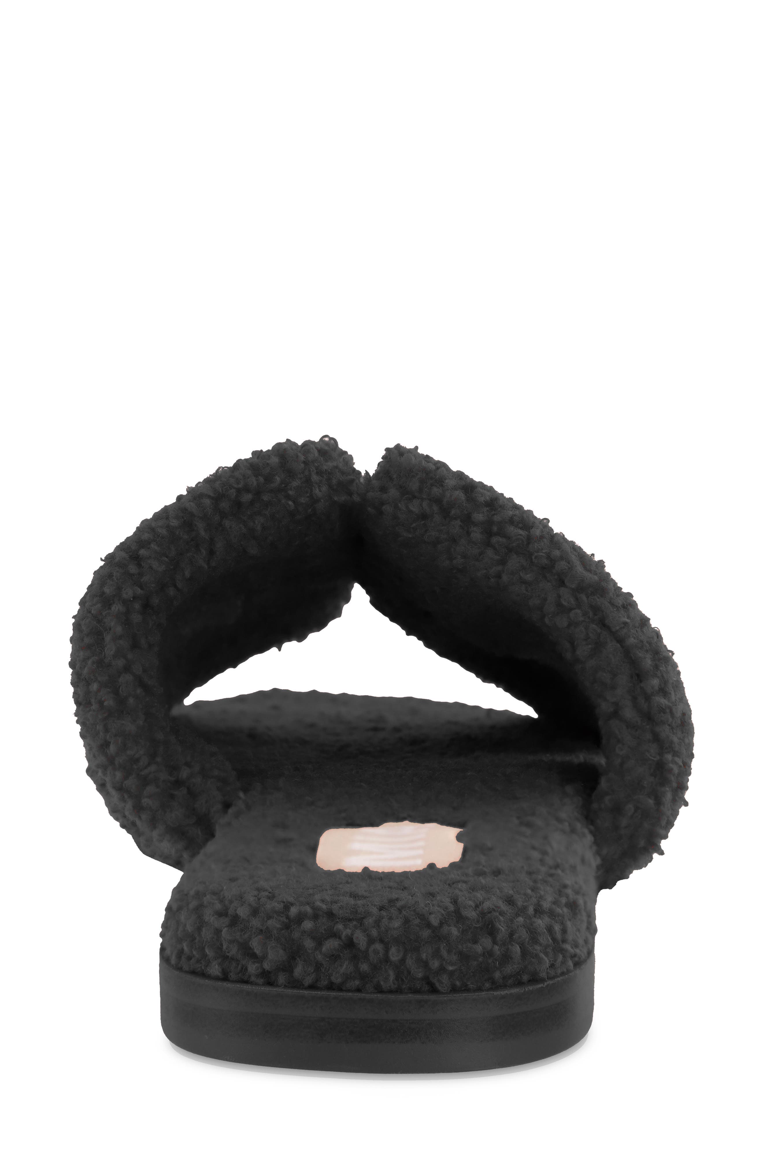 MIA Cosette Faux Shearling Sandal, Alternate, color, Black