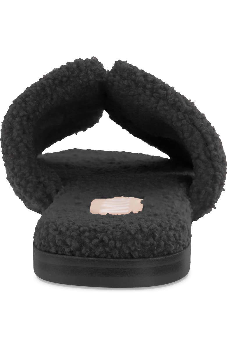 MIA Cosette Faux Shearling Sandal, Alternate, color, Black