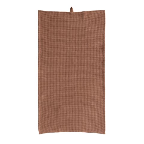 Oversized Woven Linen and Cotton Waffle Decorative Tea Towel with Loop for Dining and Kitchen, Terracotta