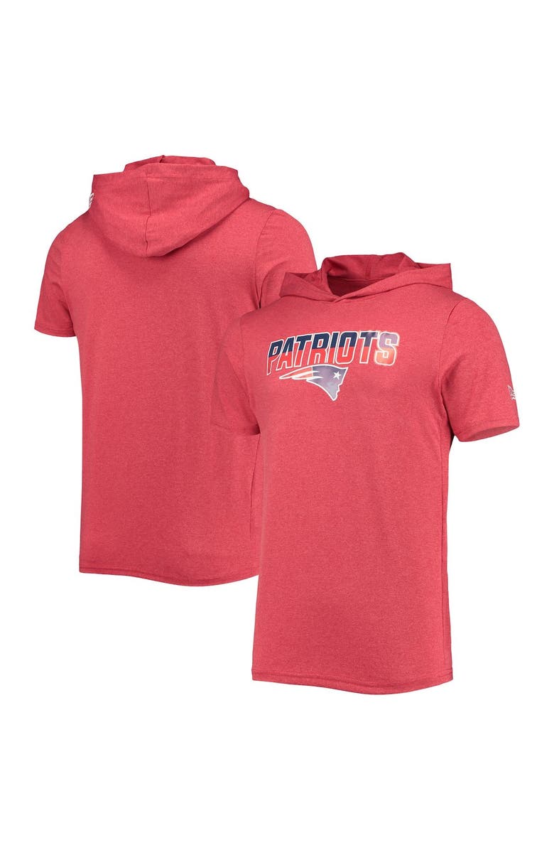 New Era Men's New Era Heathered Red New England Patriots Team Brushed Hoodie T-Shirt, Main, color,