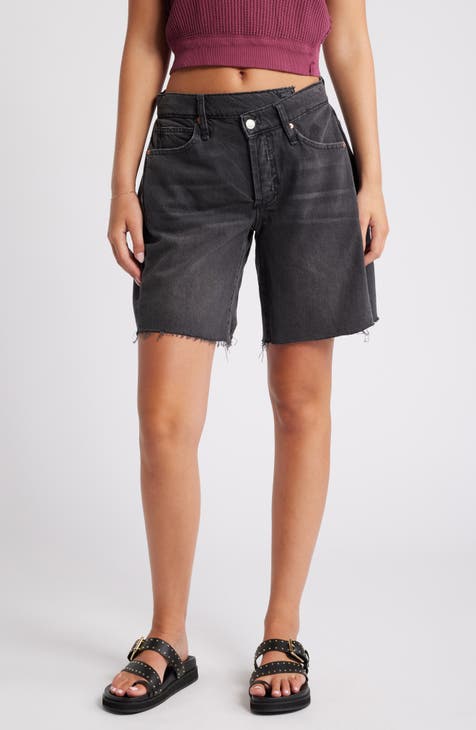 Free people black jean shorts online