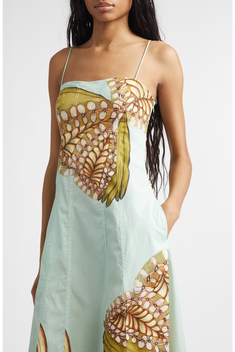 Vesela Botanical Print Midi Dress, Alternate, color, WATER BLOSSOMS