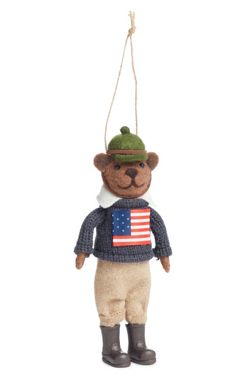 Preppy Flag Bear Ornament