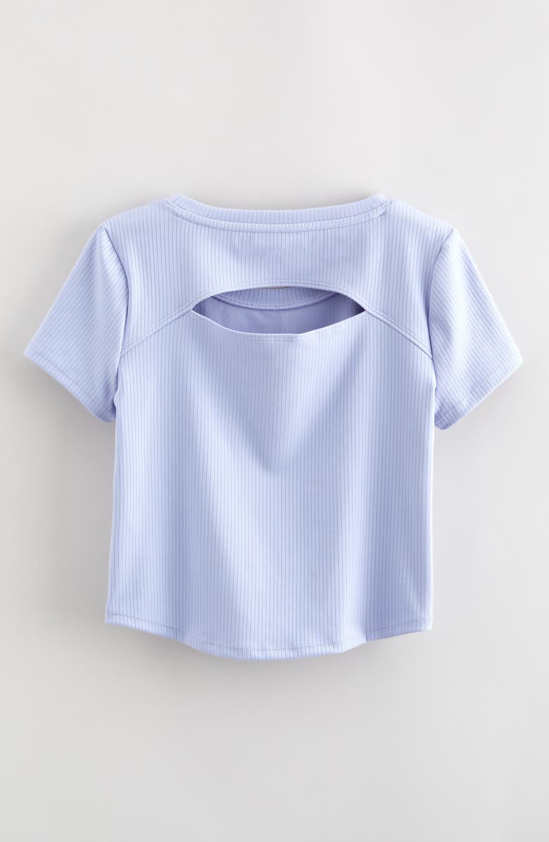 Zella Girl Kids' All in Cutout Rib T-Shirt, Alternate, color, Purple Inspire