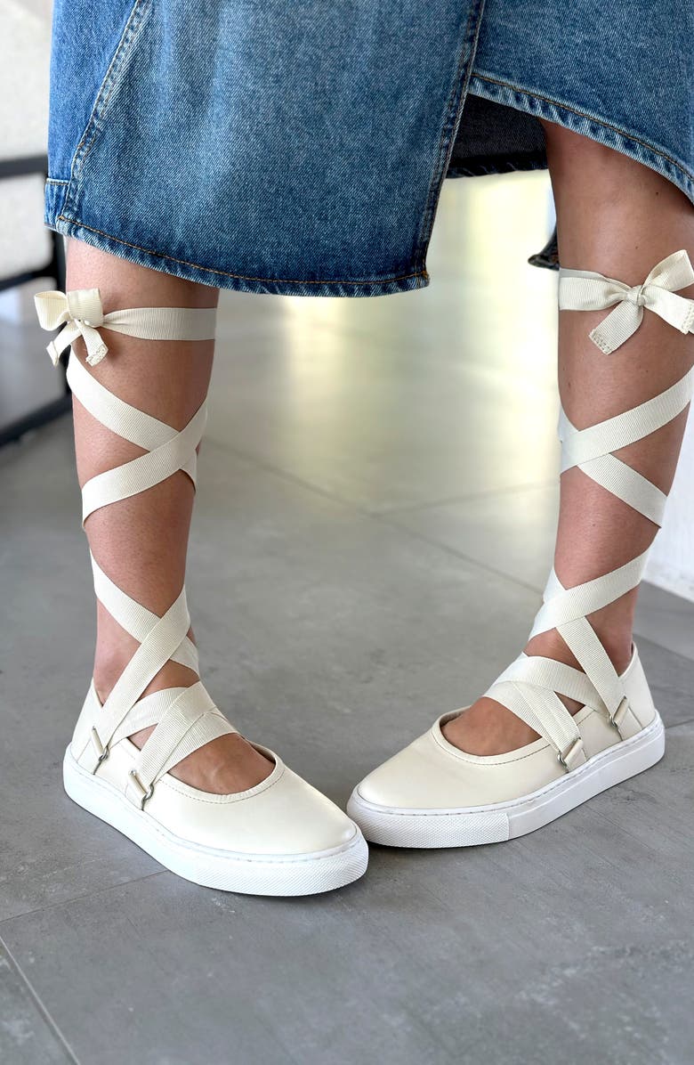 Seychelles Ribbons Ankle Wrap Flat, Alternate, color, Ivory