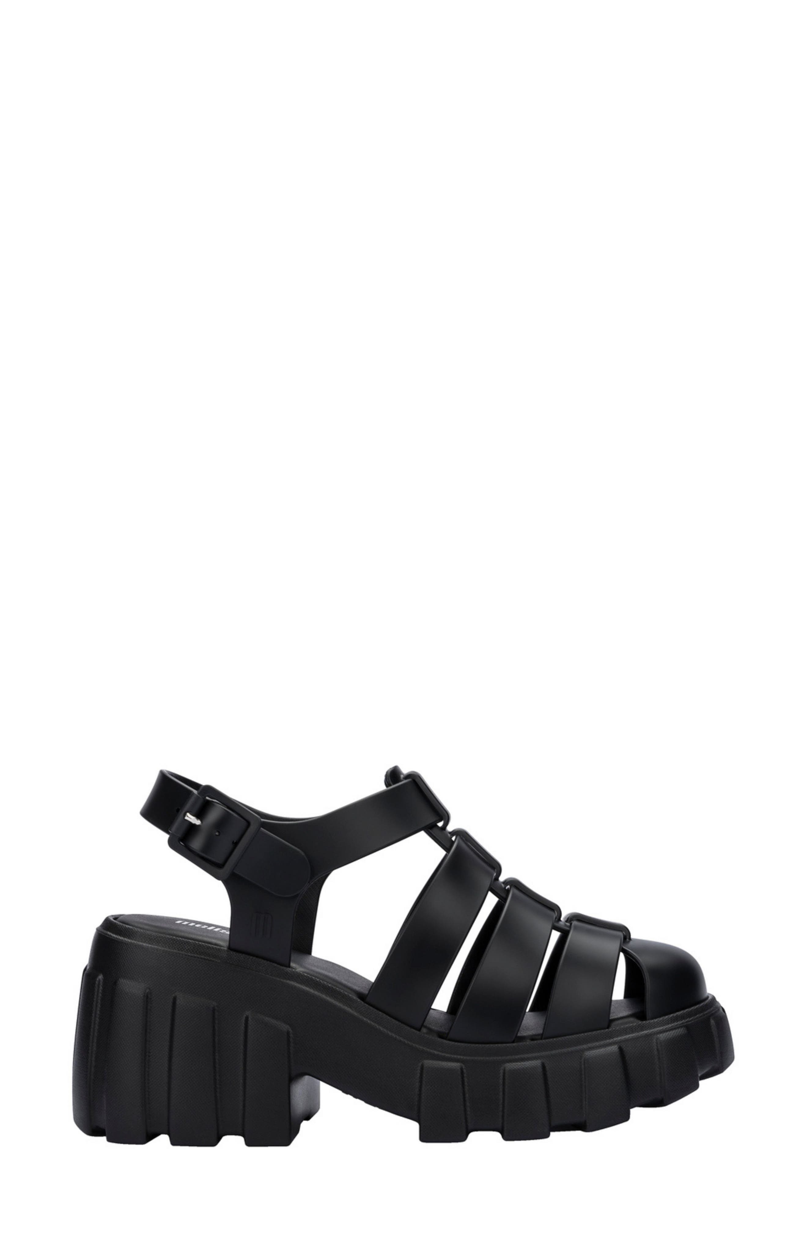 Melissa Megan Platform Fisherman Sandal, Alternate, color, Black