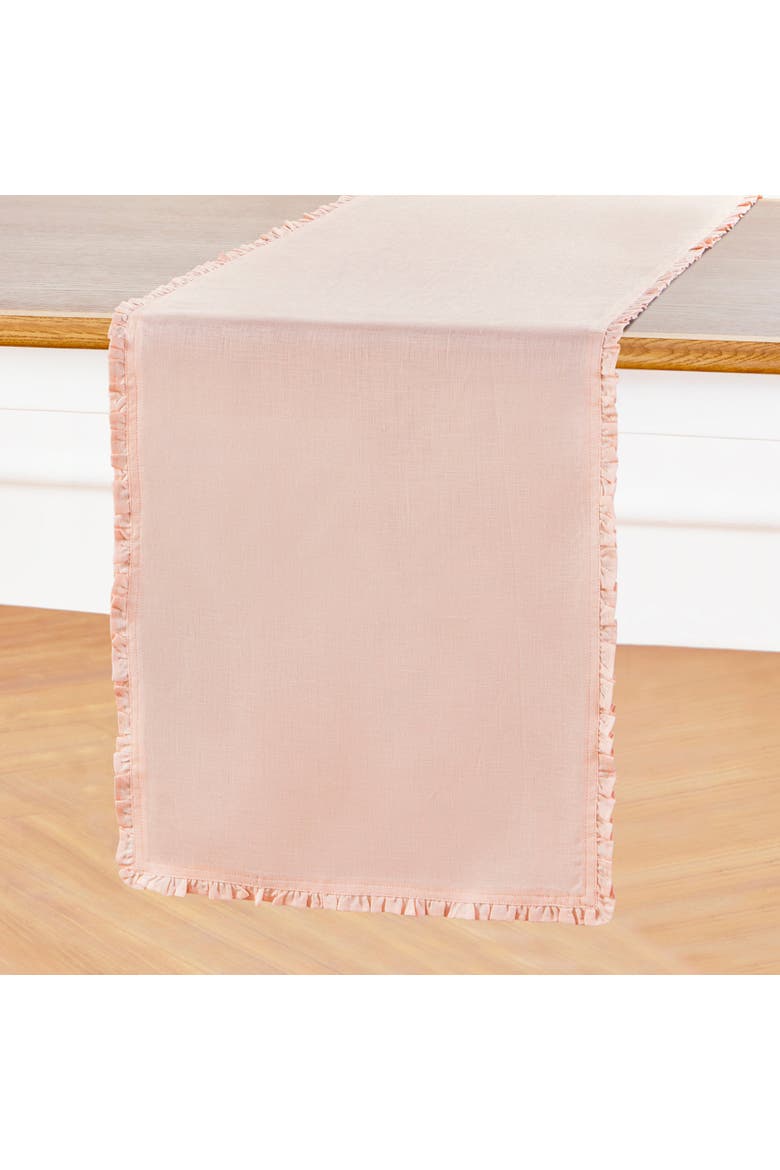 Linen Table Runner - Juliette Ruffle, Alternate, color, Peach Cloud