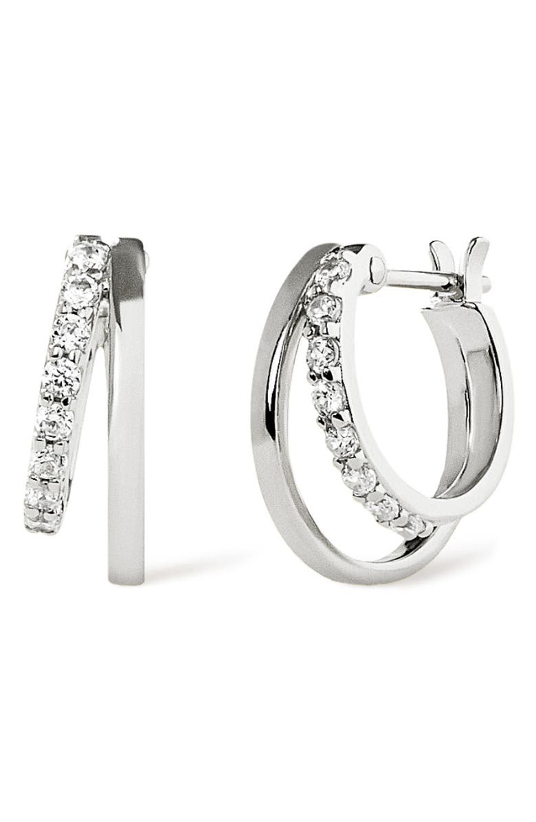 Ana Luisa Toda Double Hoop Earrings, Main, color, 925 Silver / Clear