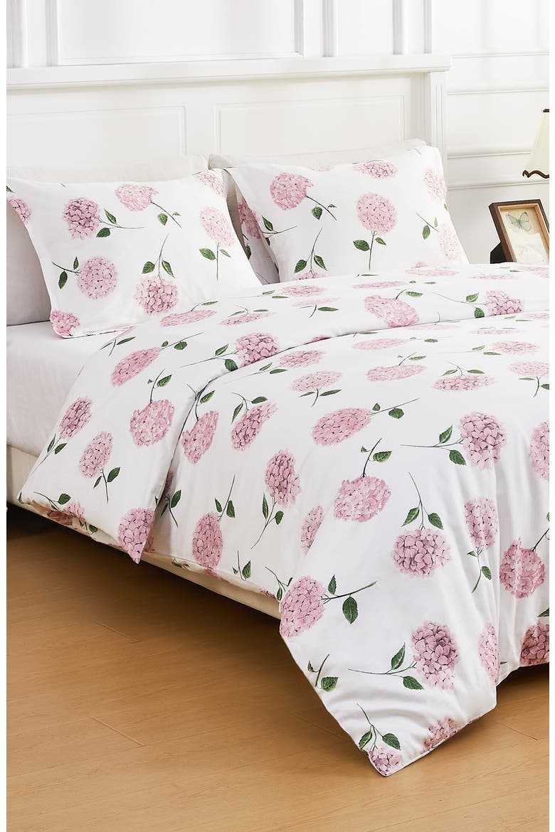 Floral Cotton Duvet & Sham Set, Alternate, color, PINK