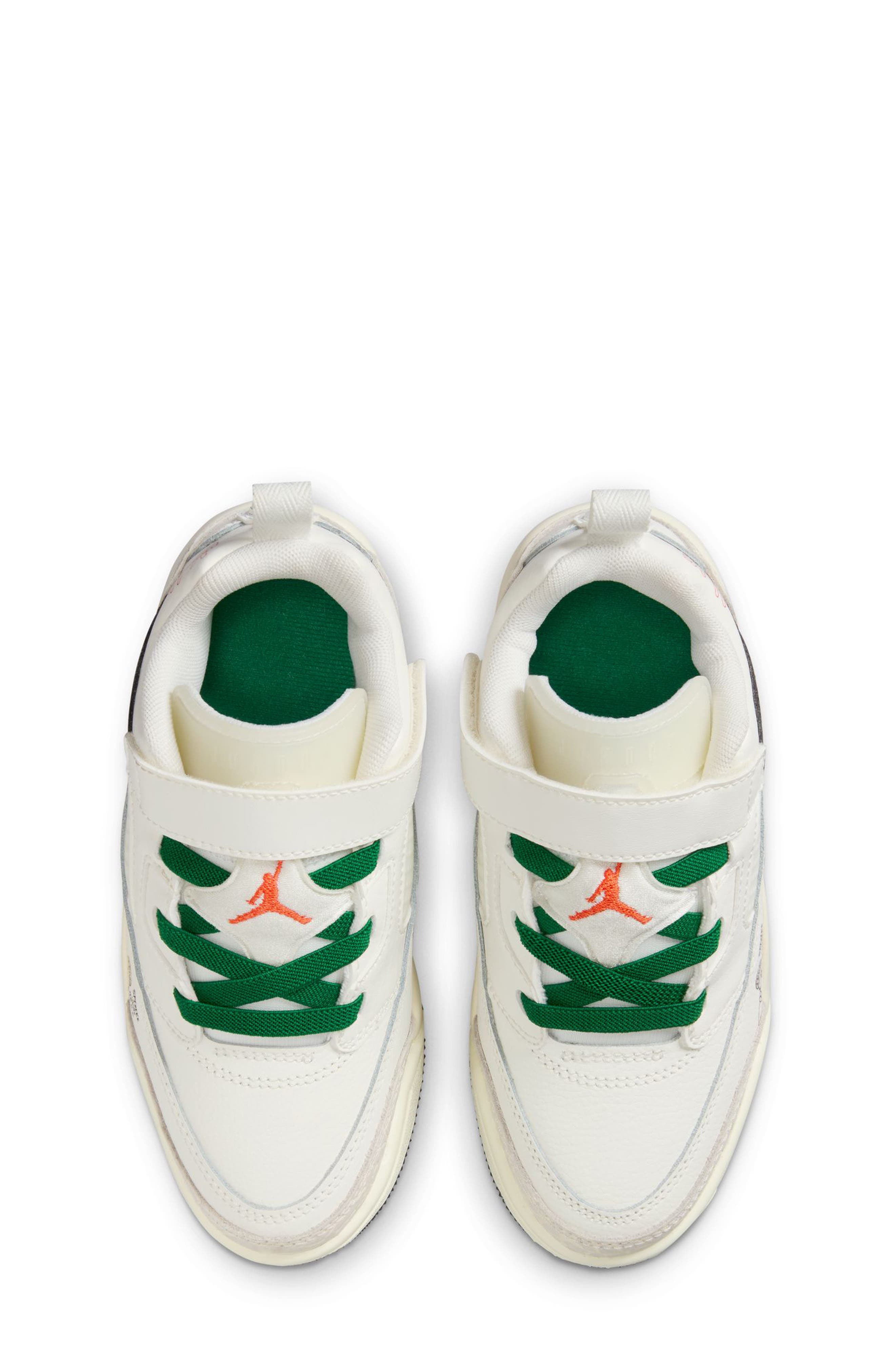 Jordan Kids' Spizike Low Top Sneaker, Alternate, color, Sail/ Orange/ Black/ Pine