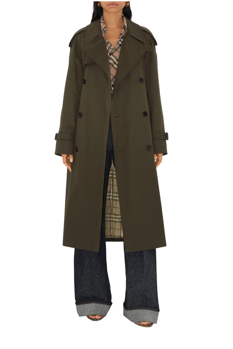 Long Castleford Trench Coat, Main, color, Juniper green