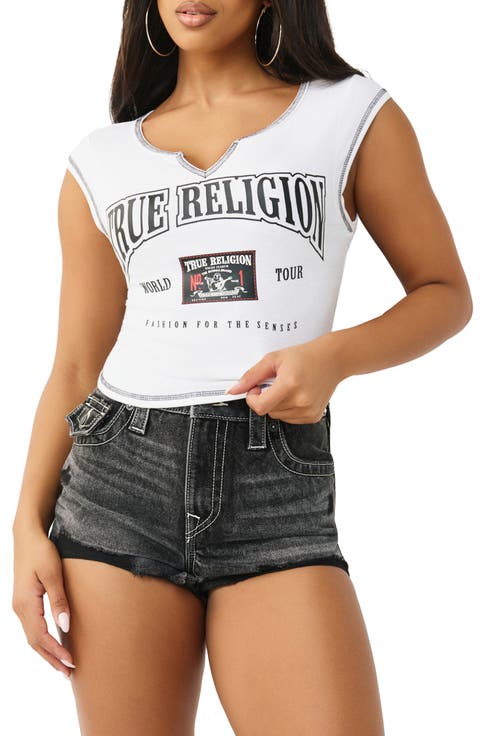 Buddha Patch Notch Neck Graphic T-Shirt