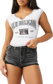 True Religion Buddha Patch Notch Neck Graphic T-Shirt