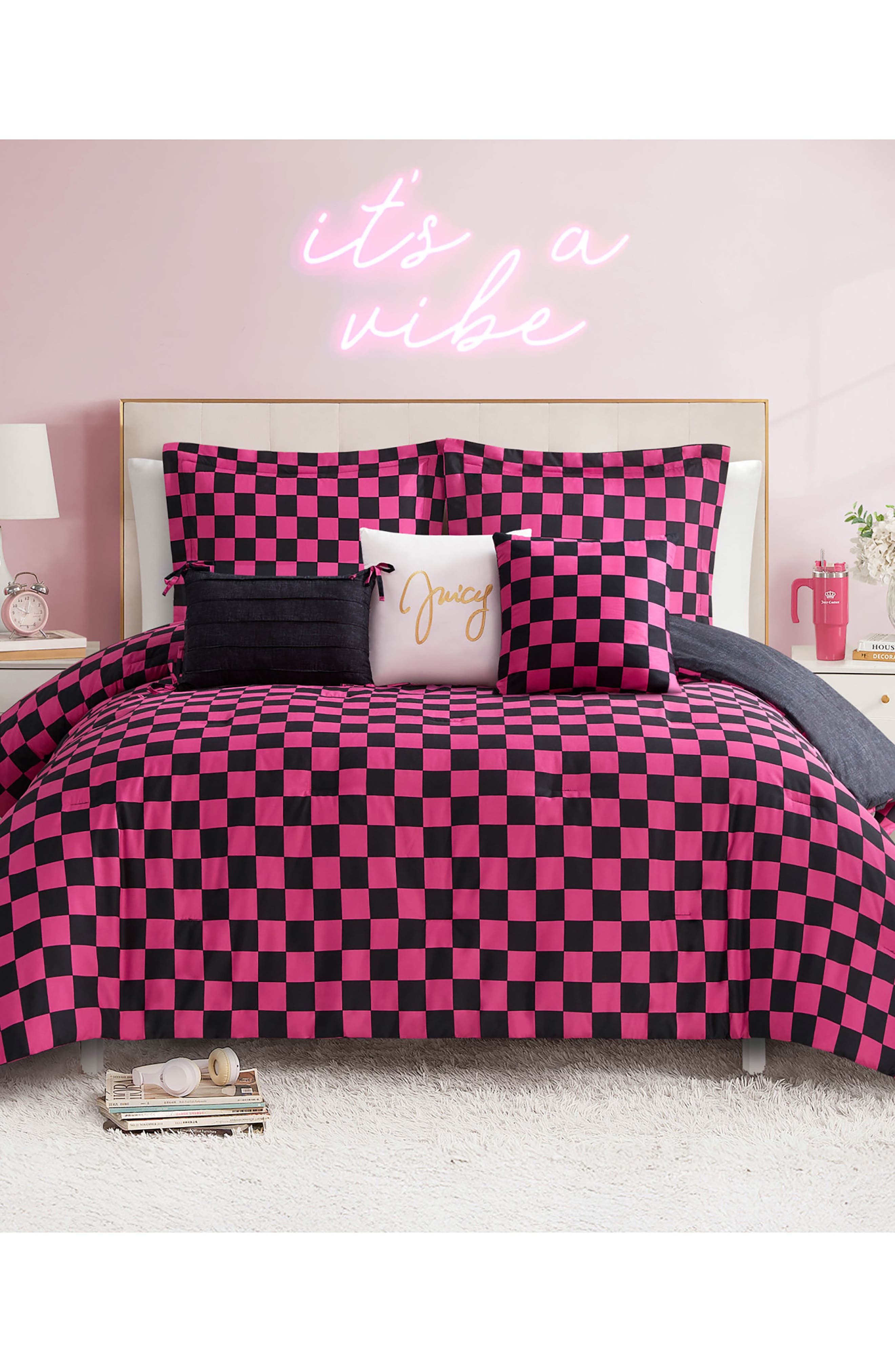 Juicy Couture Checkerboard Reversible Comforter & Sham Set