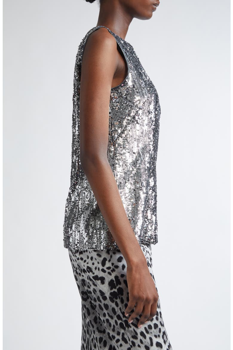 Sequin Sleeveless Top, Alternate, color, ARGENTO