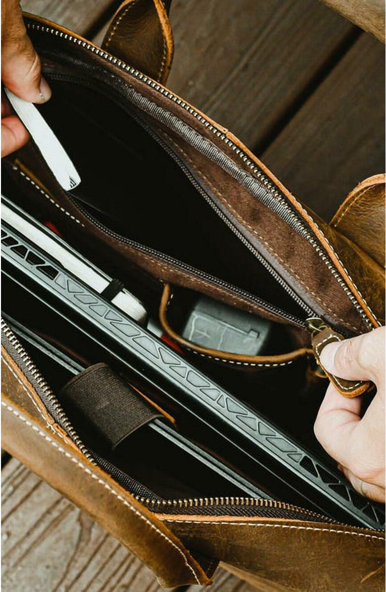 STEEL HORSE LEATHER The Welch Briefcase | Vintage Leather Messenger Bag, Alternate, color, Brown