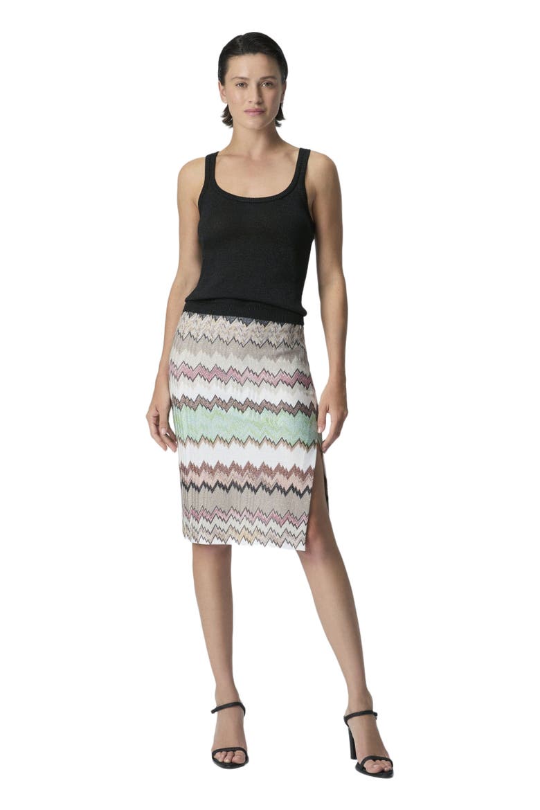Midi Skirt In Viscose Lamé With Slit, Main, color, Multicoloured