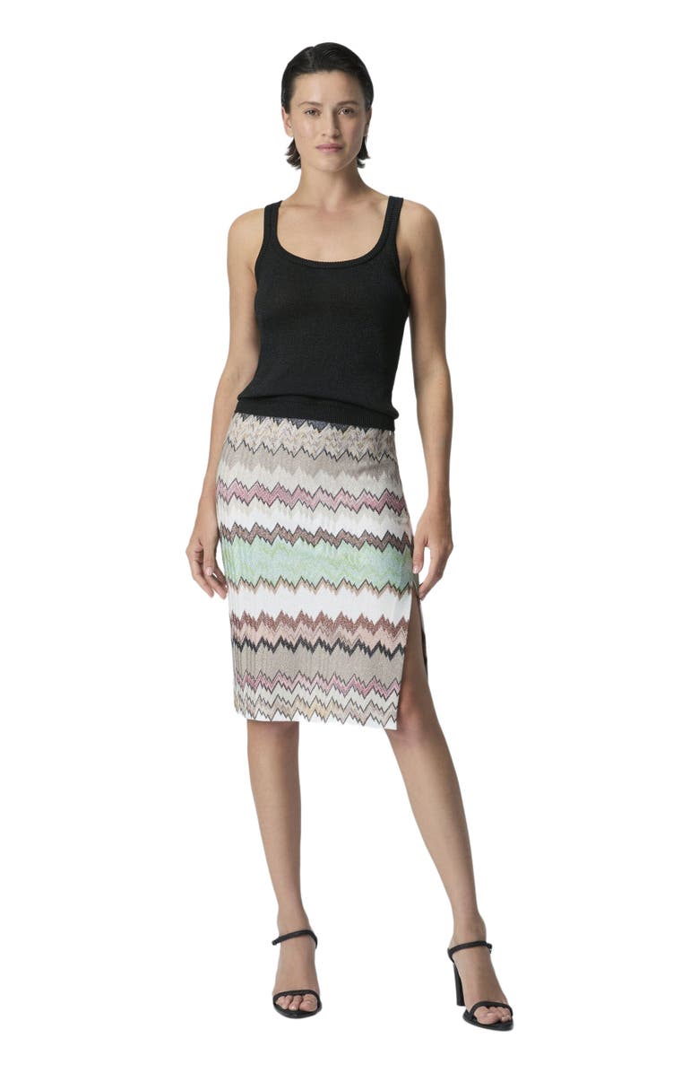 Missoni Viscose Lamé Midi Skirt With Slit, Main, color, Green& Brown