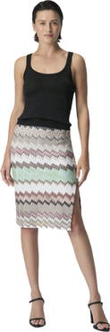 Missoni Midi Skirt In Viscose Lamé With Slit