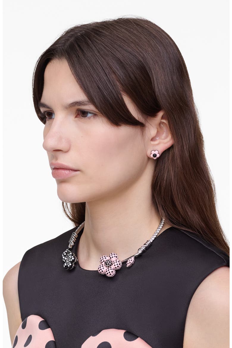 Dots Daisy Collar Necklace, Alternate, color, SILVER/ PEACH