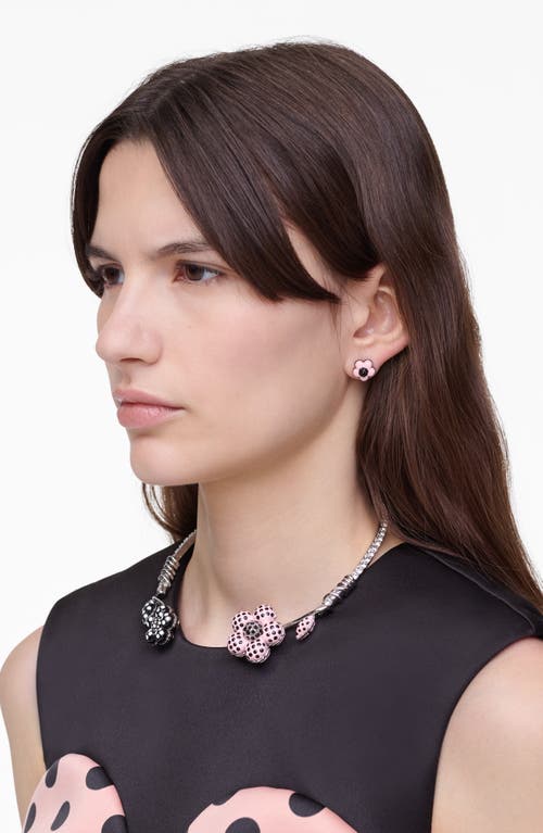 Marc Jacobs Crystal-embellished Flower Necklace In Metallic