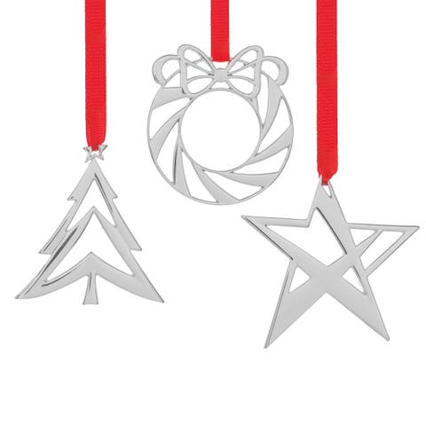 Star, Wreath &Tree Set of 3 Ornaments