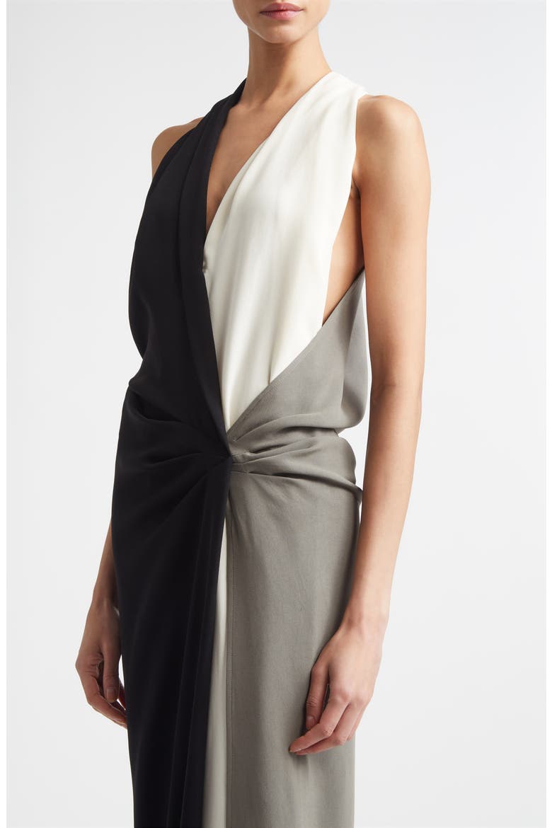 Elsa Colorblock Matte Double Crepe Dress, Alternate, color, BLACK MULTI