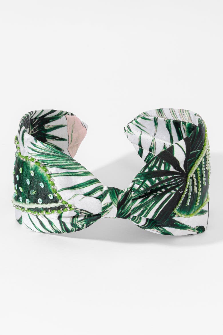 Palm Leaf Knotted Headband, Alternate, color, Green