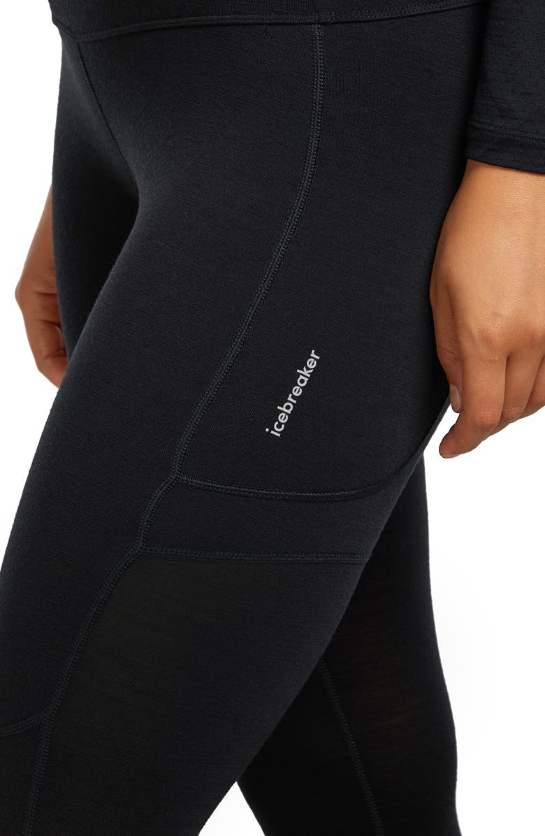 Icebreaker Merino Wool Speed Winter Leggings, Alternate, color, Black