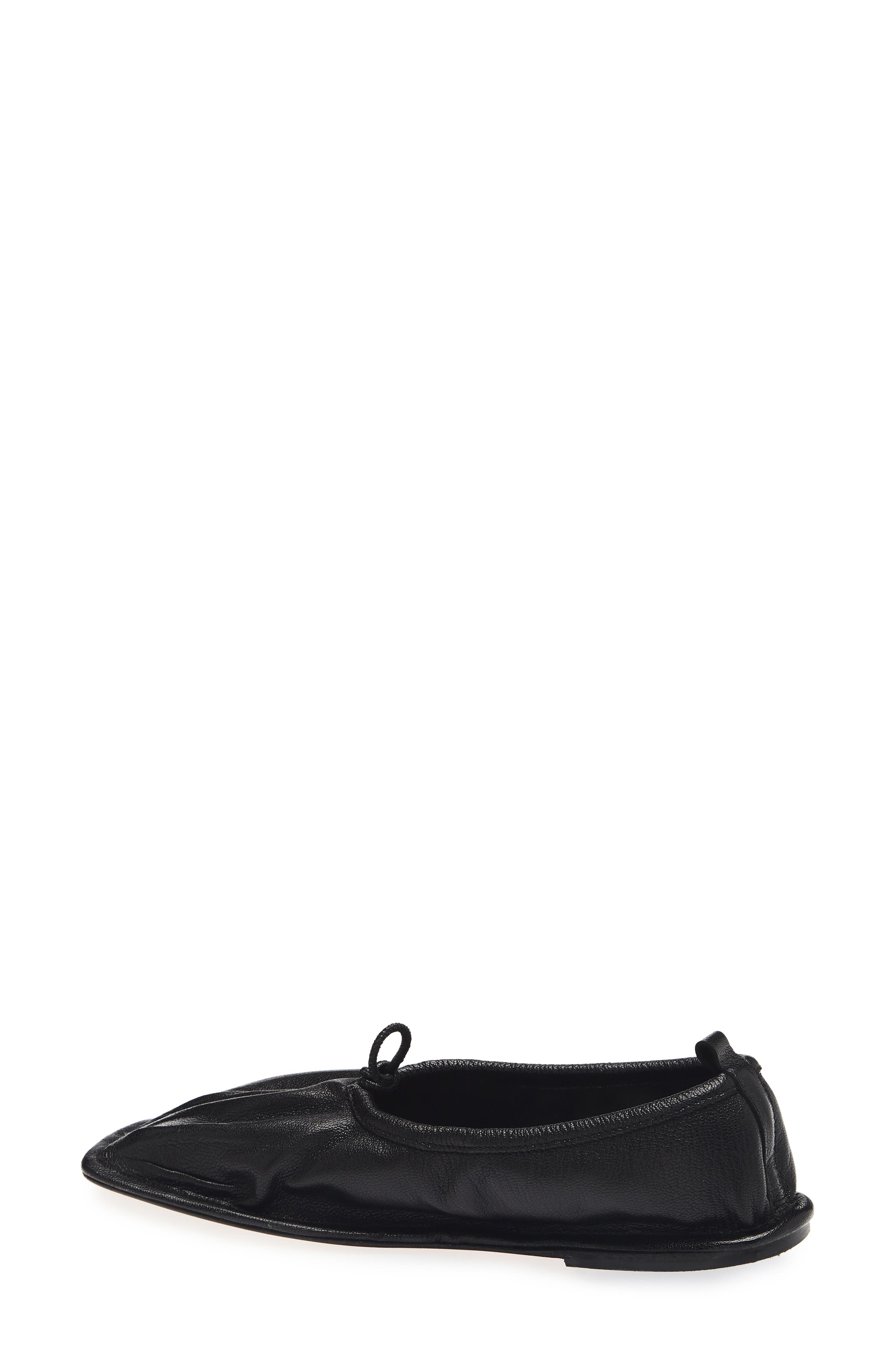 HEREU Puntera Pleated Square Toe Flat, Alternate, color, Black