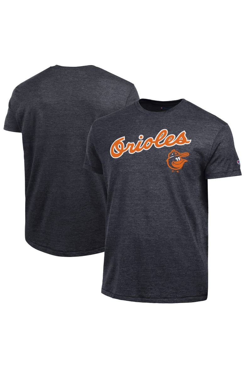 Men's Champion  Black Baltimore Orioles Cooperstown Wordmark Lockup Tri-Blend T-Shirt, Main, color, Black