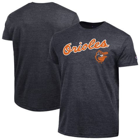Men's Champion  Black Baltimore Orioles Cooperstown Wordmark Lockup Tri-Blend T-Shirt