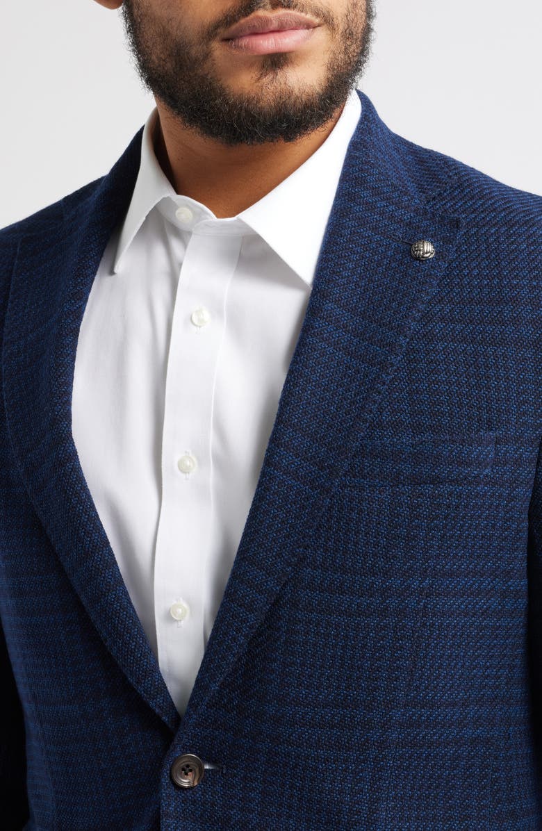 Jack Victor Hampton Plaid Stretch Wool Sport Coat, Alternate, color, Navy