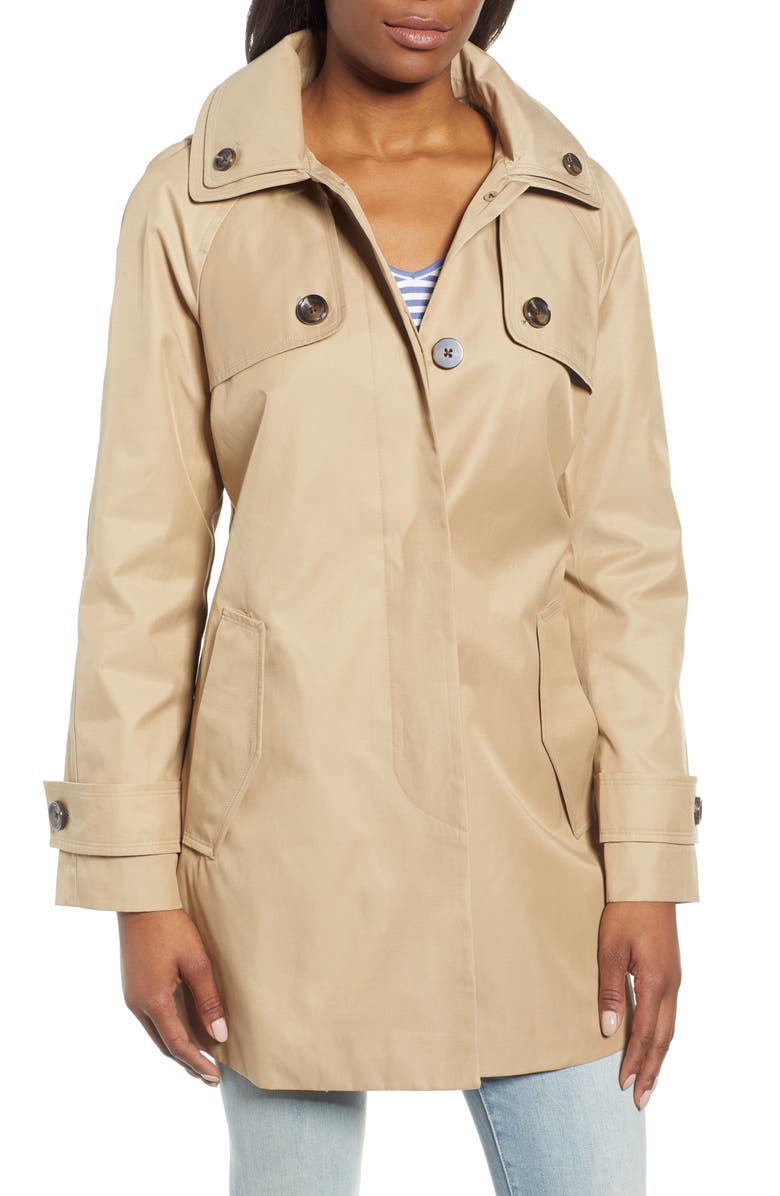 London Fog Water Repellent Short Trench Coat, Alternate, color, 