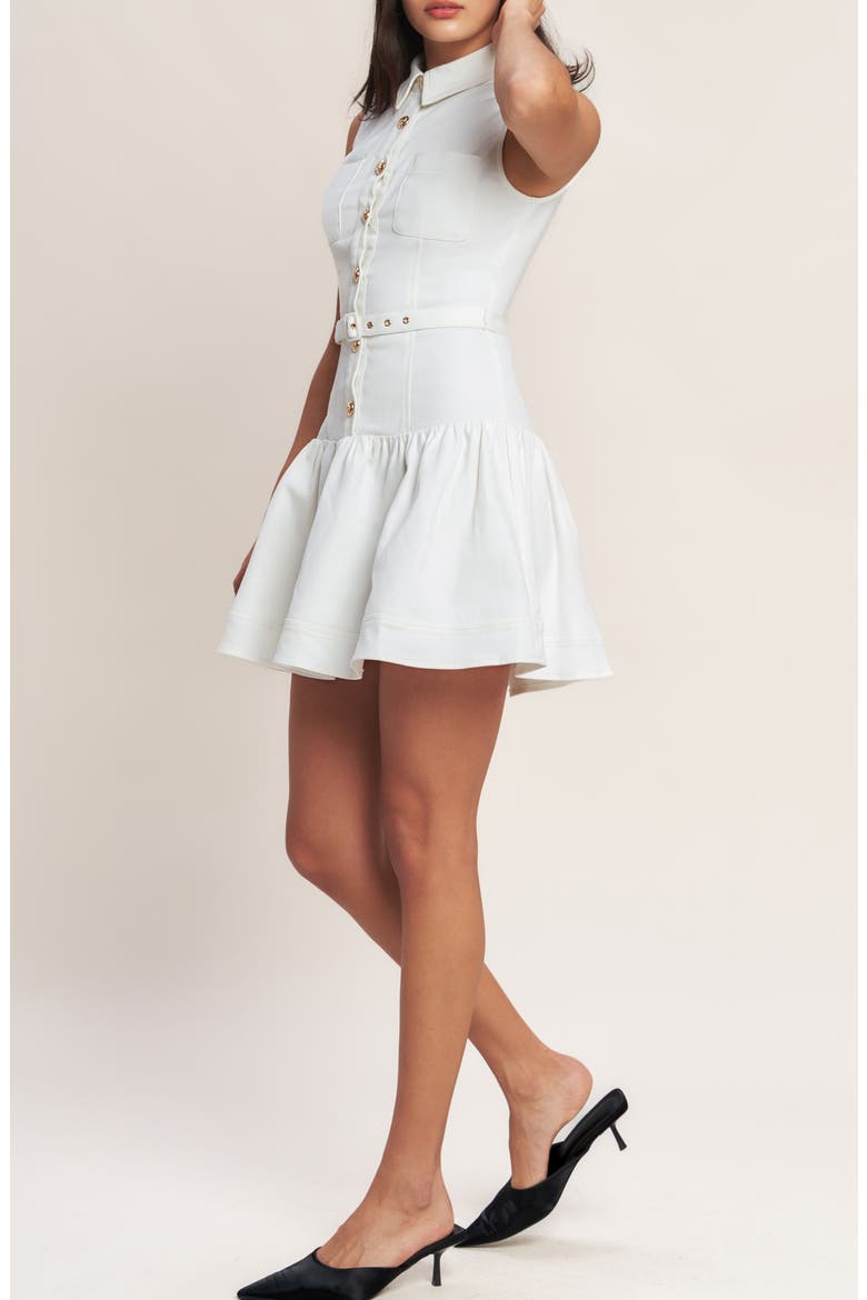 Sleeveless Denim Minidress, Alternate, color, WHITE