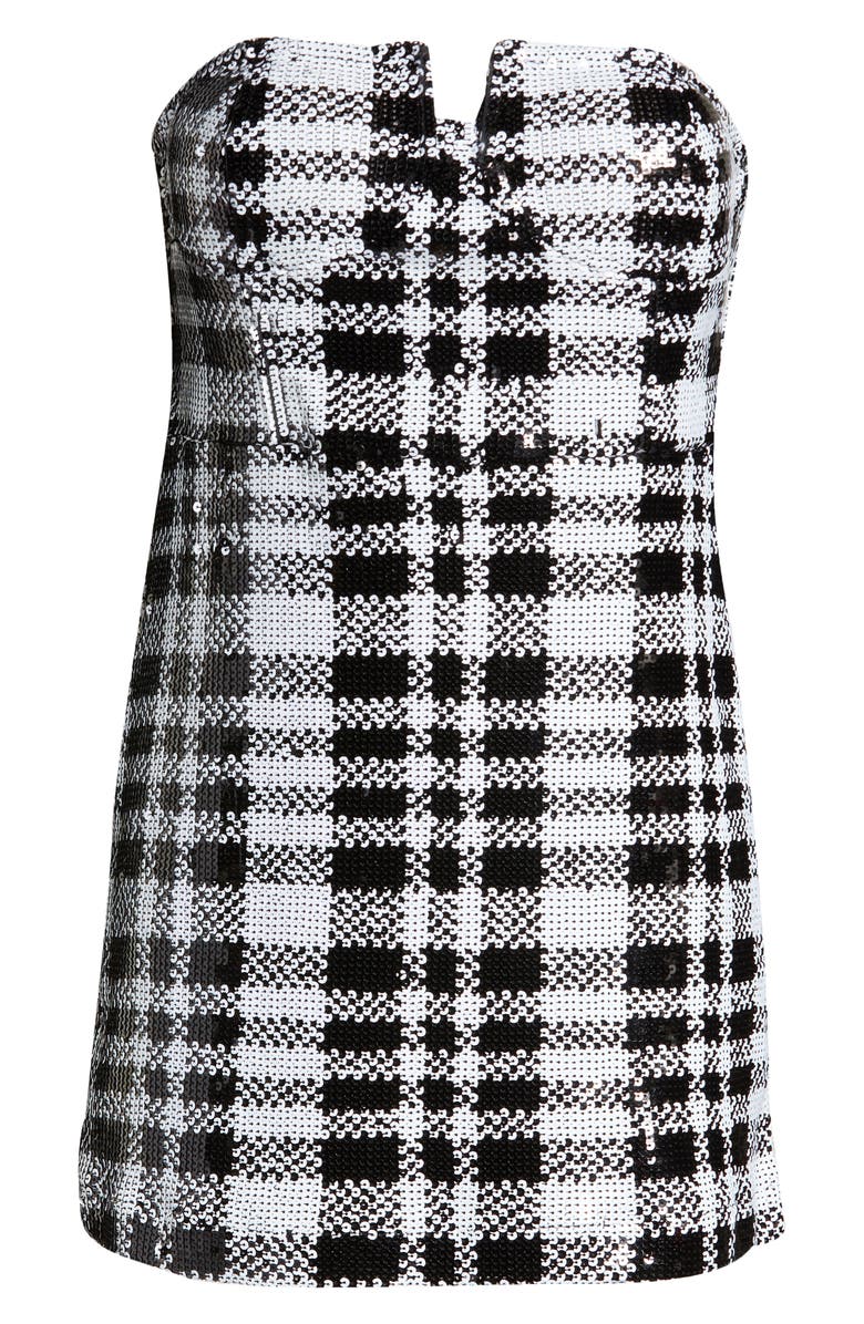 Steve Madden Reta Sequin Plaid Strapless Minidress, Alternate, color, 