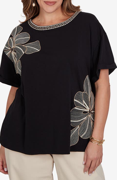 Novelty Floral Placement Embroidery Top